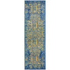 Kahn 882 Blue Multi Colour Transitional Medallion Patterned Runner Rug - Rugs Of Beauty - 1