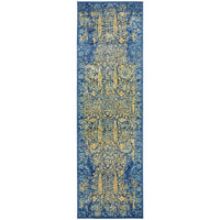 Kahn 882 Blue Multi Colour Transitional Medallion Patterned Runner Rug - Rugs Of Beauty - 1