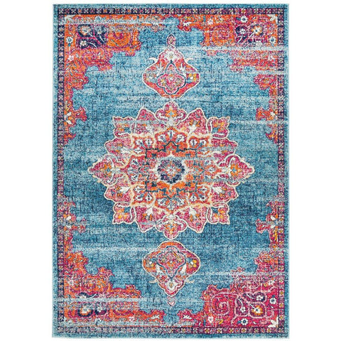 Kahn 883 Blue Multi Colour Transitional Medallion Patterned Rug - Rugs Of Beauty - 1