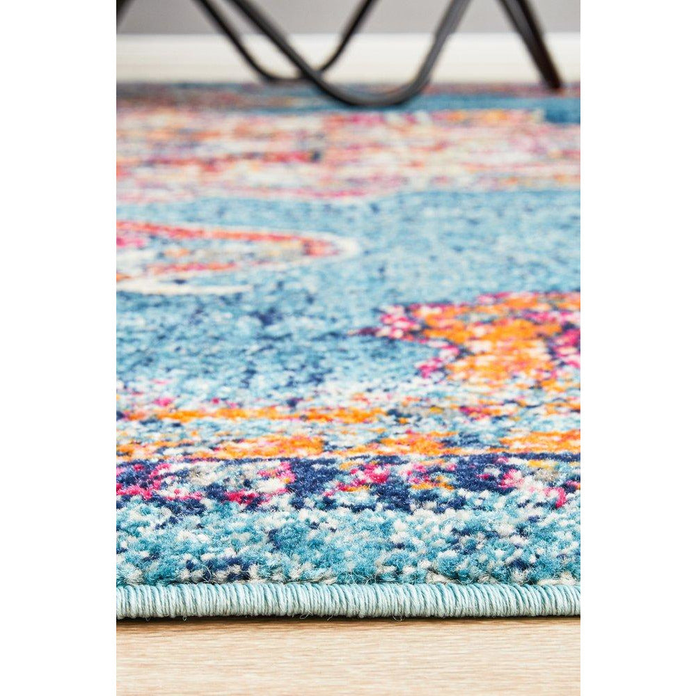 Kahn 883 Blue Multi Colour Transitional Medallion Patterned Rug - Rugs Of Beauty - 7