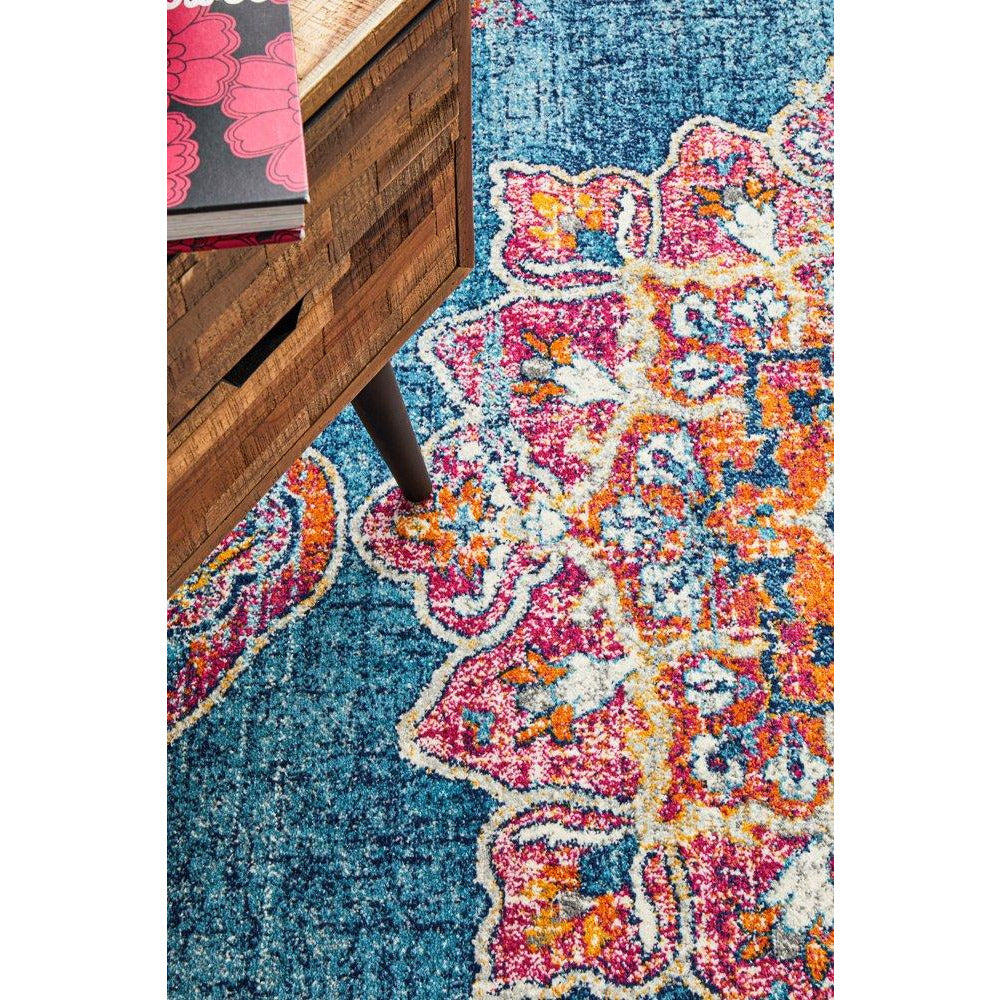 Kahn 883 Blue Multi Colour Transitional Medallion Patterned Rug - Rugs Of Beauty - 6