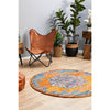 Kahn 884 Rust Blue Multi Colour Transitional Medallion Patterned Round Rug - Rugs Of Beauty - 3