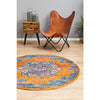 Kahn 884 Rust Blue Multi Colour Transitional Medallion Patterned Round Rug - Rugs Of Beauty - 4