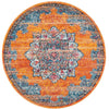 Kahn 884 Rust Blue Multi Colour Transitional Medallion Patterned Round Rug - Rugs Of Beauty - 1