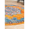 Kahn 884 Rust Blue Multi Colour Transitional Medallion Patterned Round Rug - Rugs Of Beauty - 5