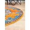 Kahn 884 Rust Blue Multi Colour Transitional Medallion Patterned Round Rug - Rugs Of Beauty - 6
