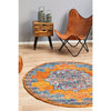 Kahn 884 Rust Blue Multi Colour Transitional Medallion Patterned Round Rug - Rugs Of Beauty - 2