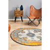 Kahn 886 White Grey Orange Multi Colour Transitional Medallion Patterned Round Rug - Rugs Of Beauty - 2