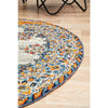 Kahn 886 White Grey Orange Multi Colour Transitional Medallion Patterned Round Rug - Rugs Of Beauty - 6