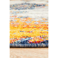 Kahn 886 White Grey Orange Multi Colour Transitional Medallion Patterned Round Rug - Rugs Of Beauty - 8