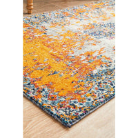 Kahn 886 White Grey Orange Multi Colour Transitional Medallion Patterned Runner Rug - Rugs Of Beauty - 5