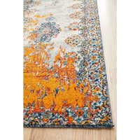 Kahn 886 White Grey Orange Multi Colour Transitional Medallion Patterned Runner Rug - Rugs Of Beauty - 6