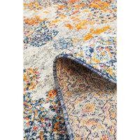 Kahn 886 White Grey Orange Multi Colour Transitional Medallion Patterned Runner Rug - Rugs Of Beauty - 9