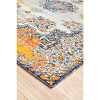 Kahn 886 White Grey Orange Multi Colour Transitional Medallion Patterned Rug - Rugs Of Beauty - 8