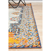 Kahn 886 White Grey Orange Multi Colour Transitional Medallion Patterned Rug - Rugs Of Beauty - 5