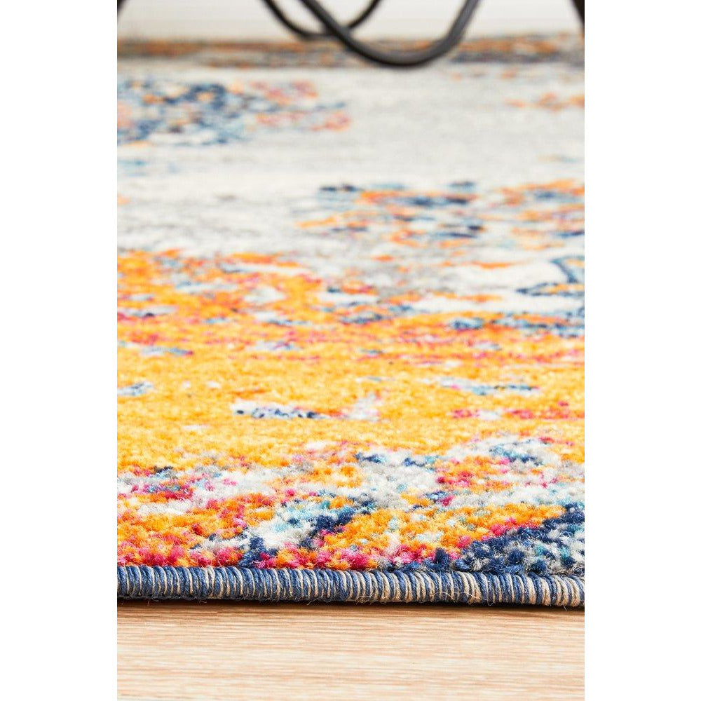 Kahn 886 White Grey Orange Multi Colour Transitional Medallion Patterned Rug - Rugs Of Beauty - 6