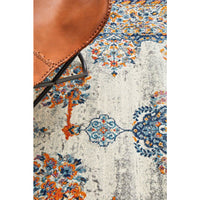 Kahn 886 White Grey Orange Multi Colour Transitional Medallion Patterned Rug - Rugs Of Beauty - 7