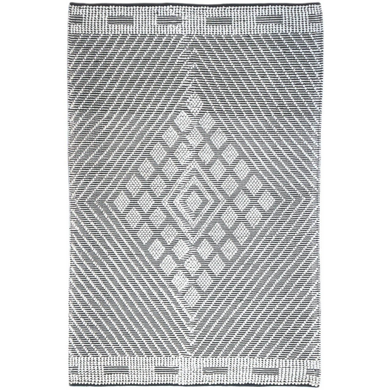 Gwyneth 421 Wool Polyester Grey Diamond Spiral Rug - Rugs Of Beauty - 1