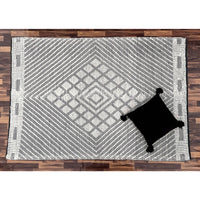 Gwyneth 421 Wool Polyester Grey Diamond Spiral Rug - Rugs Of Beauty - 2