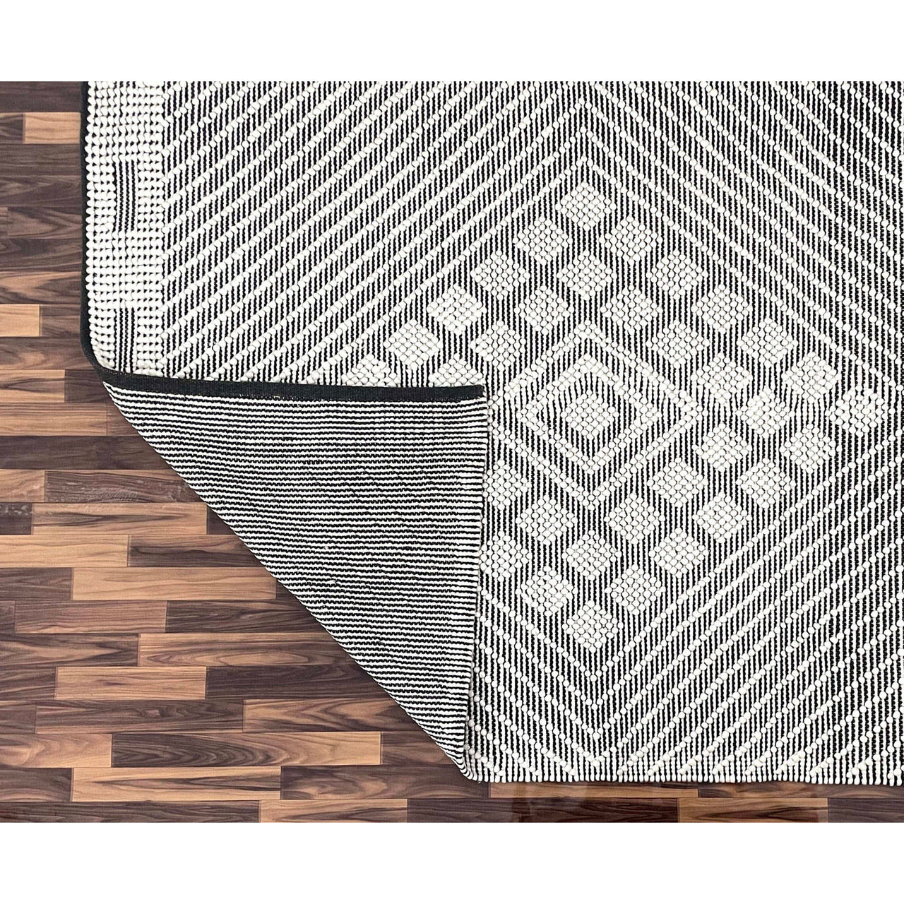 Gwyneth 421 Wool Polyester Grey Diamond Spiral Rug - Rugs Of Beauty - 3