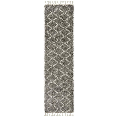 Zaria 151 Grey Moroccan Inspired Modern Shaggy Runner Rug - Rugs Of Beauty - 1