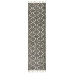 Zaria 151 Grey Moroccan Inspired Modern Shaggy Runner Rug - Rugs Of Beauty - 1