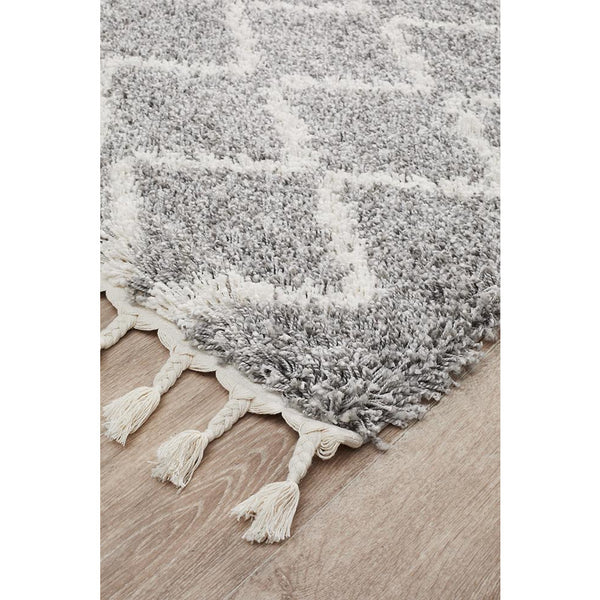 Zaria 151 Silver Grey Moroccan Inspired Modern Shaggy Runner Rug - Rugs Of Beauty - 5