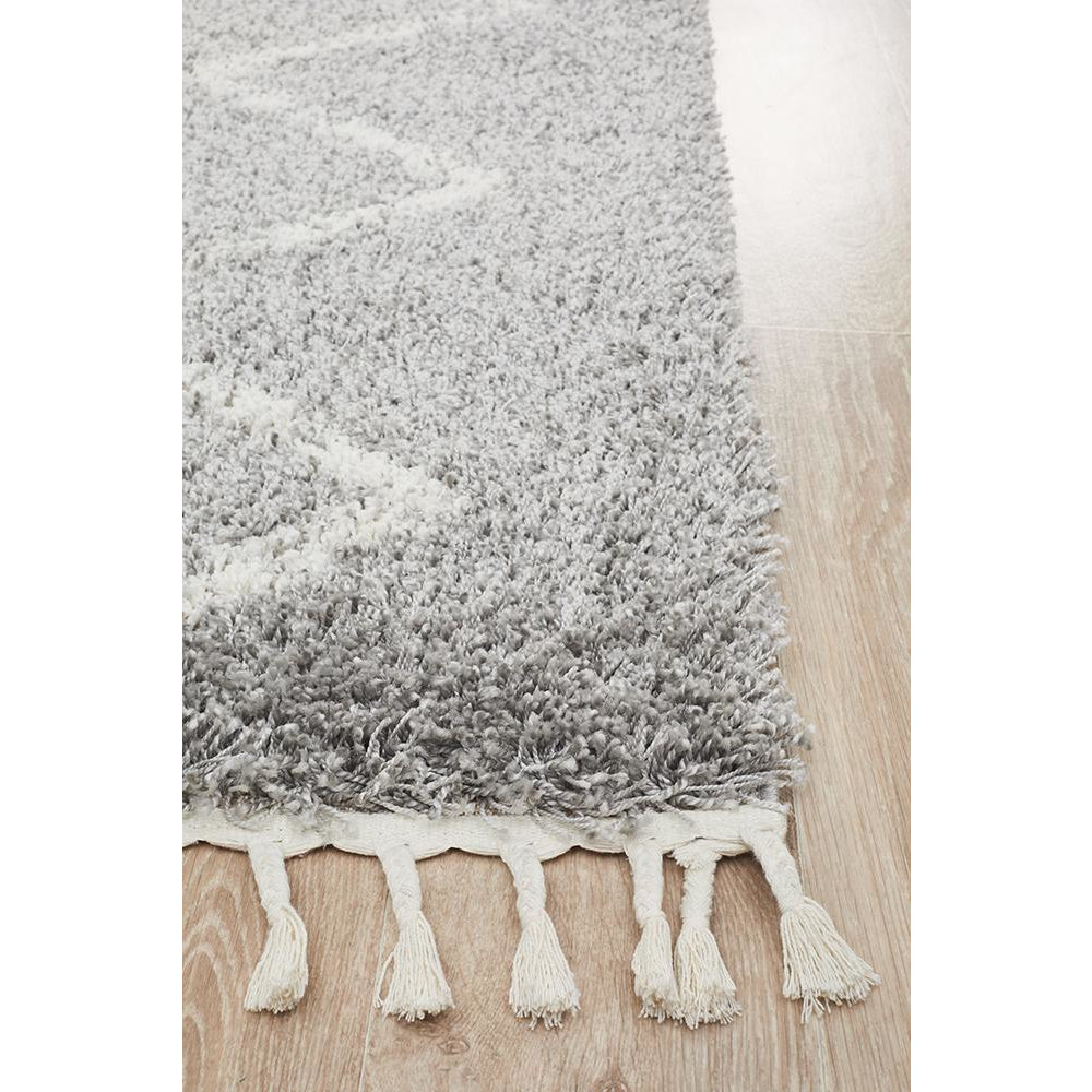 Zaria 151 Silver Grey Moroccan Inspired Modern Shaggy Rug - Rugs Of Beauty - 4