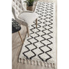 Zaria 151 White Black Moroccan Inspired Modern Shaggy Runner Rug - Rugs Of Beauty - 1