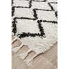 Zaria 151 White Black Moroccan Inspired Modern Shaggy Runner Rug - Rugs Of Beauty - 5