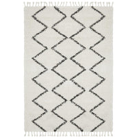 Zaria 151 White Black Moroccan Inspired Modern Shaggy Rug - Rugs Of Beauty - 1