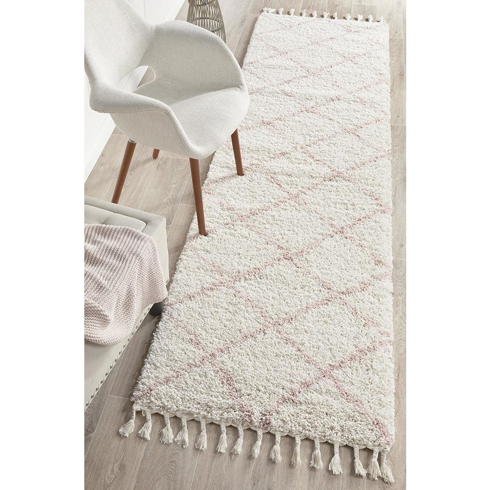 Zaria 152 Pink Moroccan Inspired Modern Shaggy Runner Rug - Rugs Of Beauty - 2