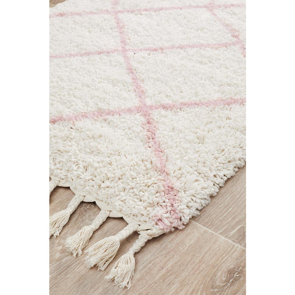 Zaria 152 Pink Moroccan Inspired Modern Shaggy Runner Rug - Rugs Of Beauty - 3