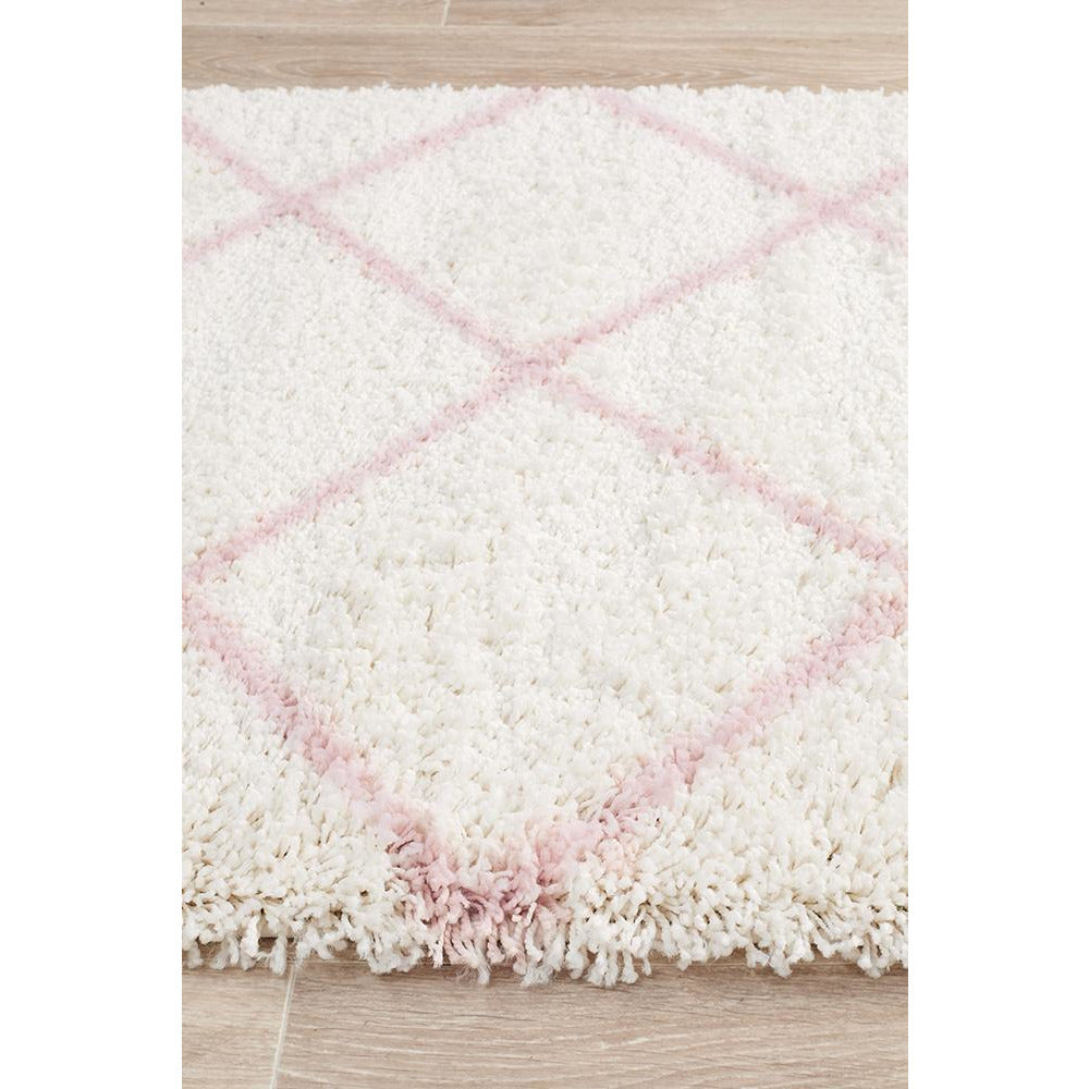 Zaria 152 Pink Moroccan Inspired Modern Shaggy Runner Rug - Rugs Of Beauty - 4