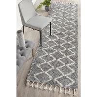 Zaria 152 Silver Grey Moroccan Inspired Modern Shaggy Runner Rug - Rugs Of Beauty - 2