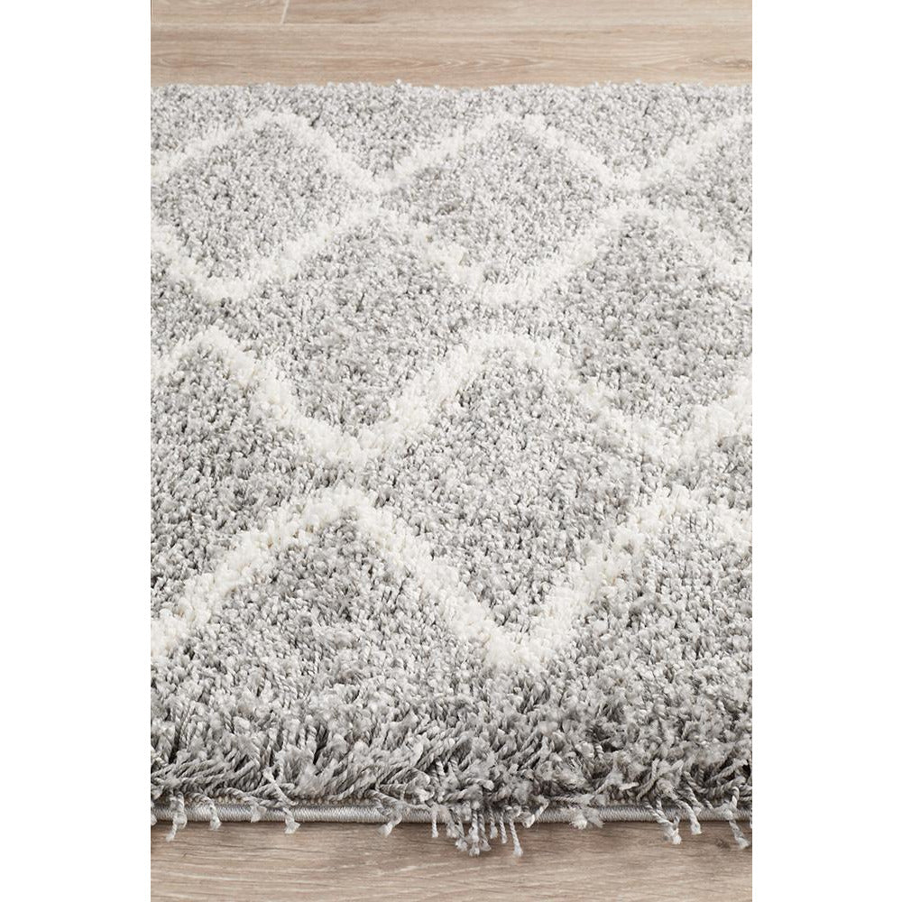 Zaria 152 Silver Grey Moroccan Inspired Modern Shaggy Runner Rug - Rugs Of Beauty - 4