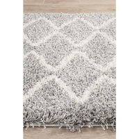 Zaria 152 Silver Grey Moroccan Inspired Modern Shaggy Runner Rug - Rugs Of Beauty - 4