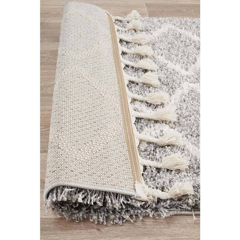 Zaria 152 Silver Grey Moroccan Inspired Modern Shaggy Runner Rug - Rugs Of Beauty - 7
