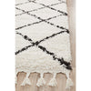 Zaria 152 White Black Moroccan Inspired Modern Shaggy Runner Rug - Rugs Of Beauty - 6