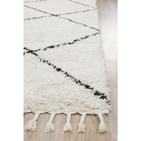Zaria 152 White Black Moroccan Inspired Modern Shaggy Rug - Rugs Of Beauty - 4