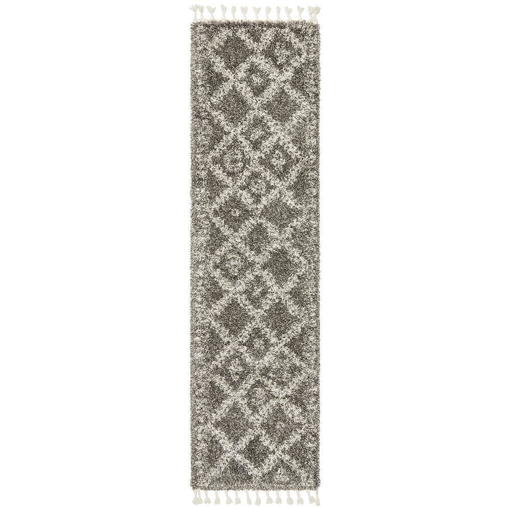 Zaria 153 Grey Moroccan Inspired Modern Shaggy Runner Rug - Rugs Of Beauty - 1