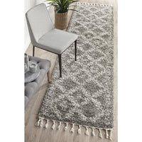 Zaria 153 Grey Moroccan Inspired Modern Shaggy Runner Rug - Rugs Of Beauty - 2