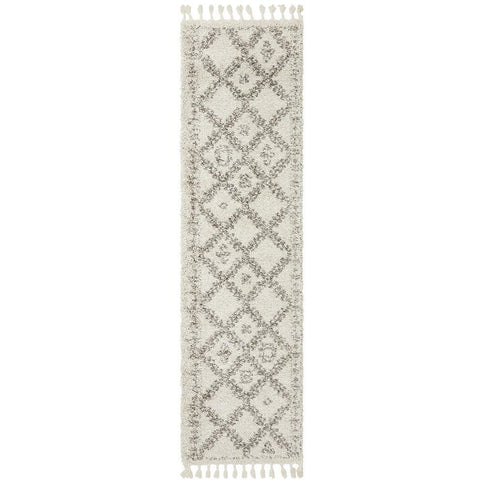 Zaria 153 Natural Moroccan Inspired Modern Shaggy Runner Rug - Rugs Of Beauty - 1