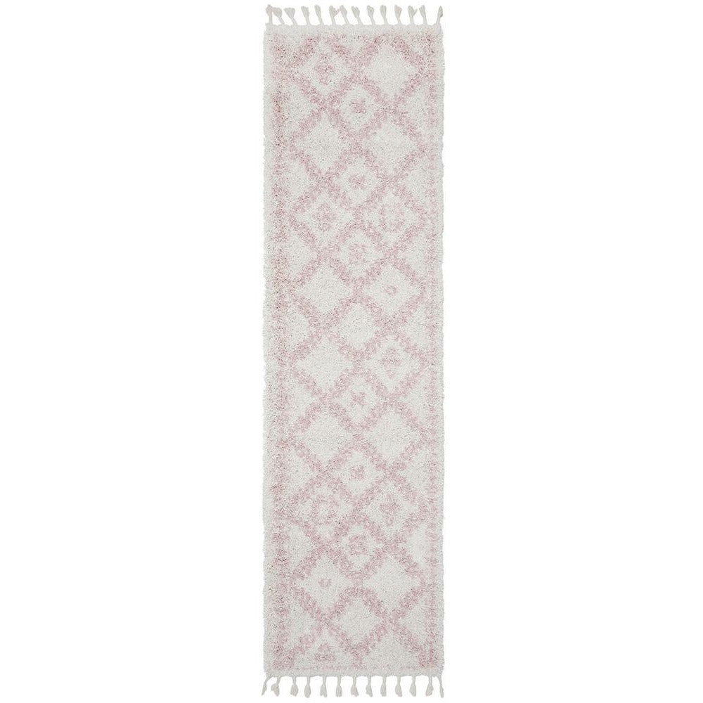 Zaria 153 Pink Moroccan Inspired Modern Shaggy Runner Rug - Rugs Of Beauty - 1
