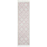 Zaria 153 Pink Moroccan Inspired Modern Shaggy Runner Rug - Rugs Of Beauty - 1