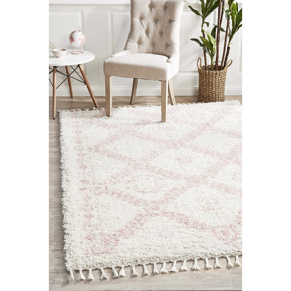 Zaria 153 Pink Moroccan Inspired Modern Shaggy Rug - Rugs Of Beauty - 2