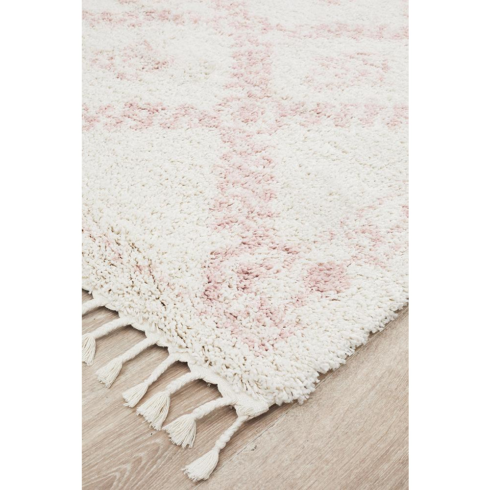 Zaria 153 Pink Moroccan Inspired Modern Shaggy Rug - Rugs Of Beauty - 3