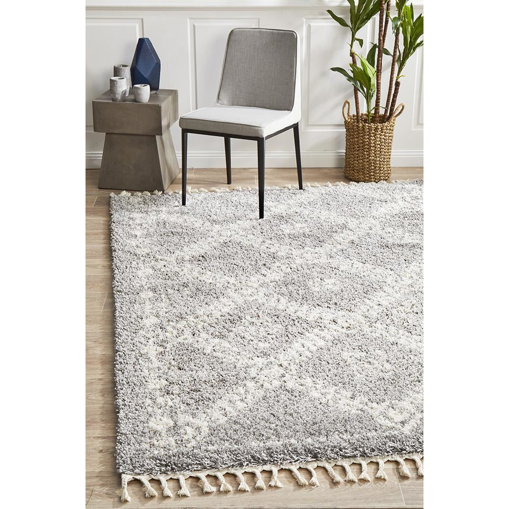 Zaria 153 Silver Grey Moroccan Inspired Modern Shaggy Rug - Rugs Of Beauty - 2