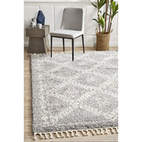Zaria 153 Silver Grey Moroccan Inspired Modern Shaggy Rug - Rugs Of Beauty - 2