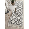 Zaria 153 White Black Moroccan Inspired Modern Shaggy Runner Rug - Rugs Of Beauty - 2